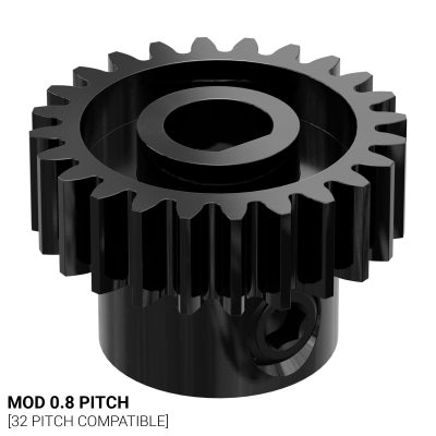 Serie 2303 Acciaio - MOD 0-8- D-Alesaggio- ingranaggio a pignone (6 mm D-Bore- 24 denti)