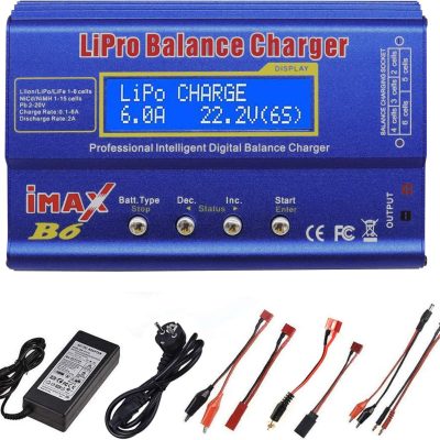 Caricatore da 80 W, 6 A, professionale, per LiPo/Li-Ion/Life (1-6S), NiMH/NiCd (1-15S), caricatore per hobby RC, LED, con alimentatore di rete