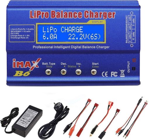 Caricatore da 80 W, 6 A, professionale, per LiPo/Li-Ion/Life (1-6S), NiMH/NiCd (1-15S), caricatore per hobby RC, LED, con alimentatore di rete